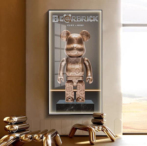 Clot & Nike Inspired Golden Bearbrick KAWS Wall Poster