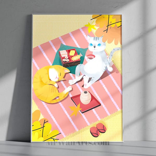 2 Cats Having Lunch at a Park 3D 2 Cats Having Lunch at a Park