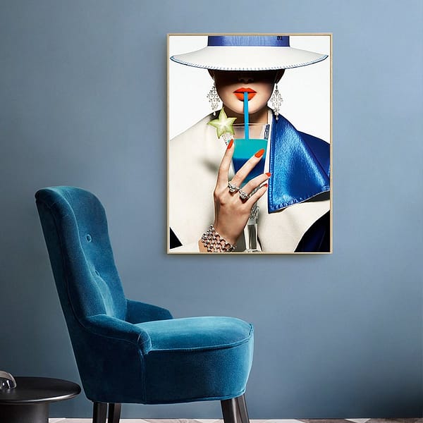 Classic Lady in Blue with Cocktail Classic Lady in Blue with Cocktail