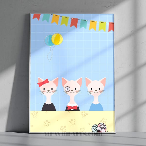 Japanese Cat Artwork Print for Zen Home Decor