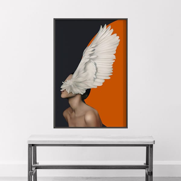 1-(12) Soft Feminine Art with Feathers Modern Orange Wall Print Soft Feminine Art with Feathers Modern Orange Wall Print