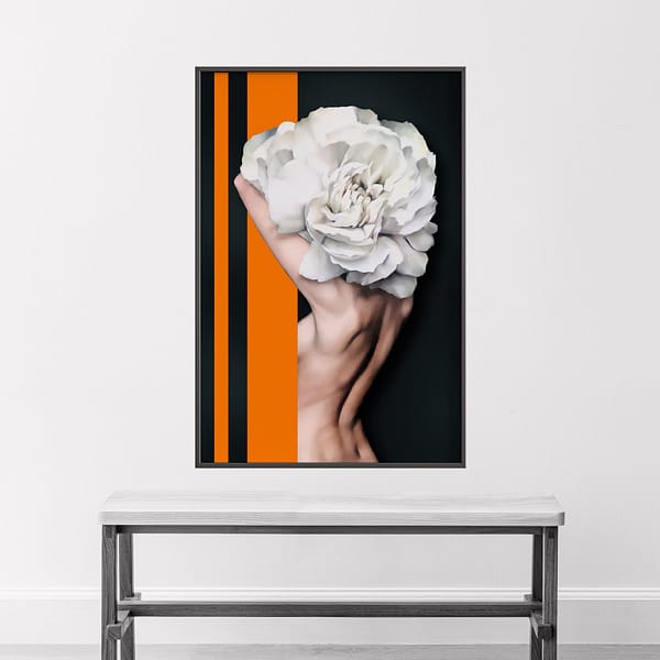 1-(15) Sensual Feathered Woman Painting Orange and Black Background Sensual Feathered Woman Painting Orange and Black Background