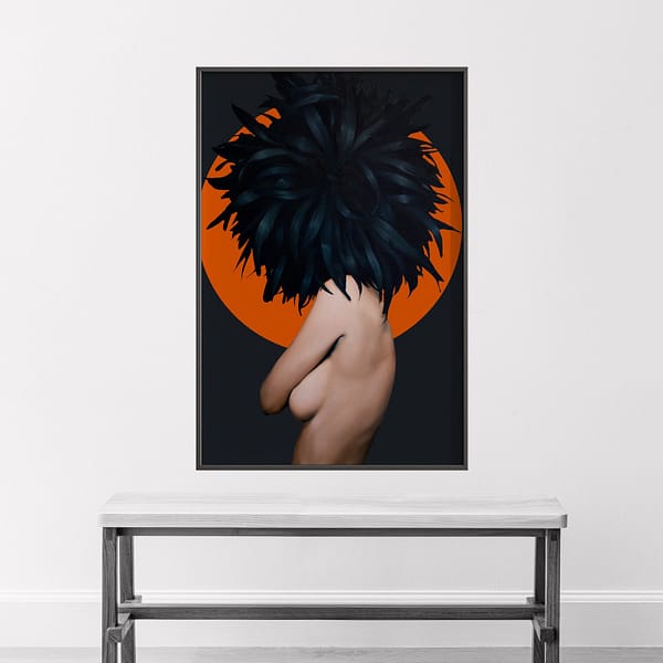 Modern Feminine Art Print Nude and Feather Design