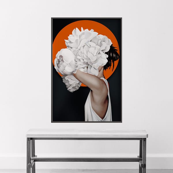 Minimalist Nude Woman Feather Art Contemporary Wall Print