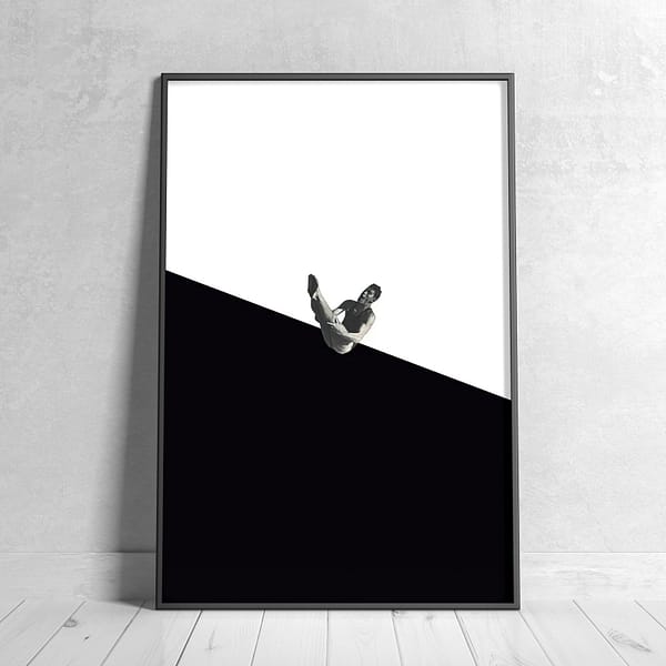 Black White Color Block Diving Sports Painting Wall Art