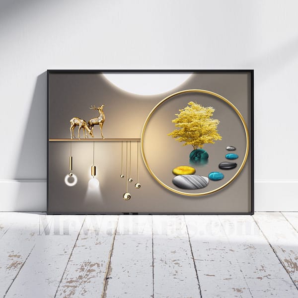 Creative 2 Golden Elks Simplistic Horizontal Wall Art