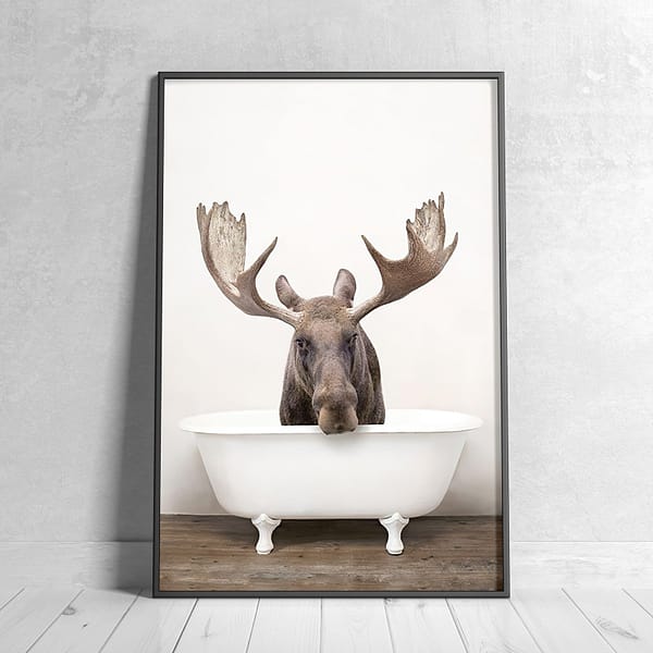 Elmer the Moose in a White Clawfoot Bathtub Wall Art
