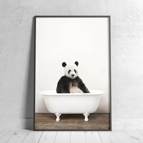 Giant Panda in White Bathtub Wall Art