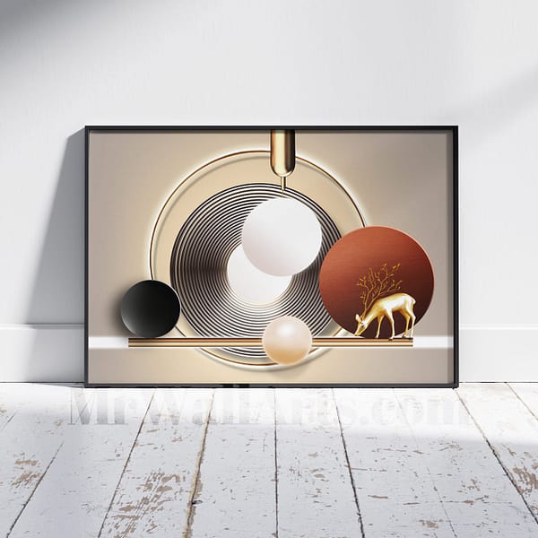 In the Abstract Luxury World of a Golden Elk Wall Art