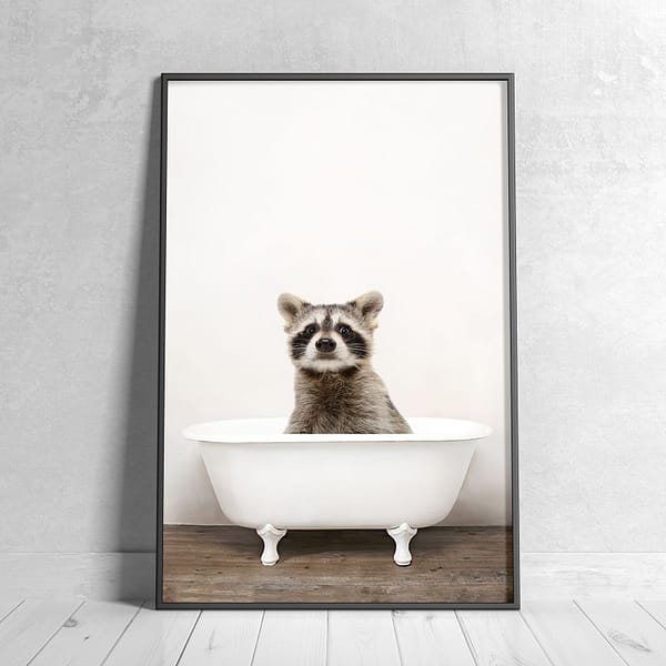 Raccoon in a White Clawfoot Bathtub Wall Art