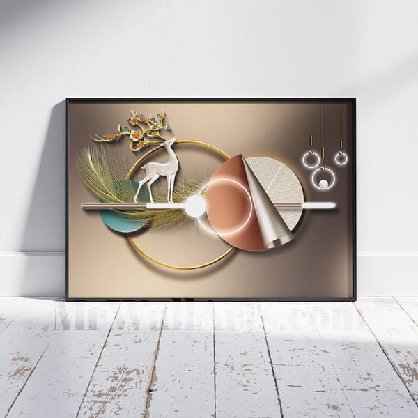 Silver Elk with Floral Horns Modern Abstract Wall Art Silver Elk with Floral Horns Modern Abstract Wall Art