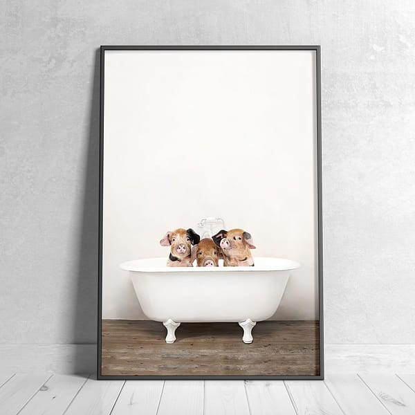 Three Little Pigs in a White Clawfoot Bathtub Wall Art