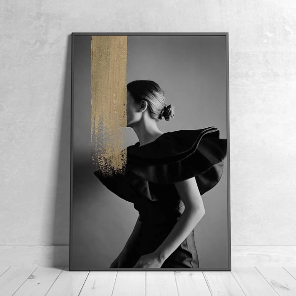 Elegant Woman Portrait with Golden Artistic Overlay Poster - 03 Elegant Woman Portrait with Golden Artistic Overlay Poster