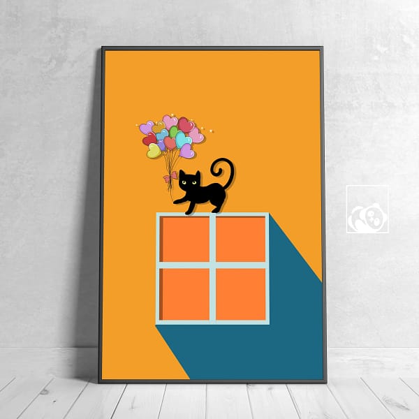 Hygge Black Cat by the Window Wall Art Poster - 10 Hygge Black Cat by the Window Wall Art Poster