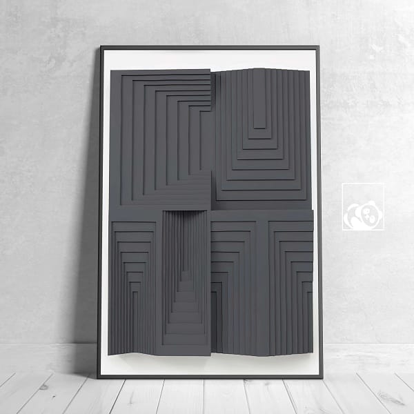 Layered Black Abstract Art Printable Poster