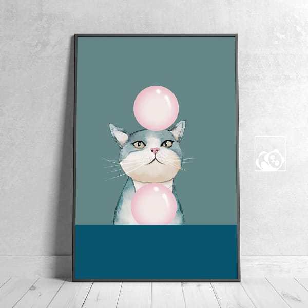 Minimal Aesthetic White Cat with a Ball Wall Decor Poster - 15 Minimal Aesthetic White Cat with a Ball Wall Decor Poster
