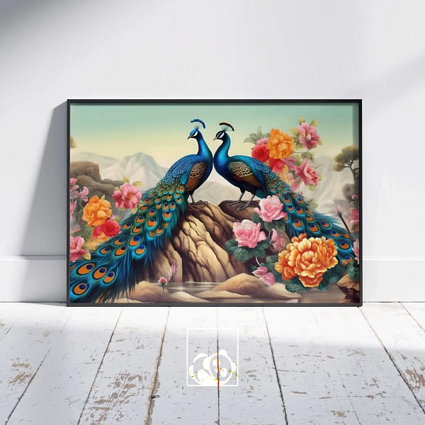 Modern Peacock Digital Poster for Home Digital Print