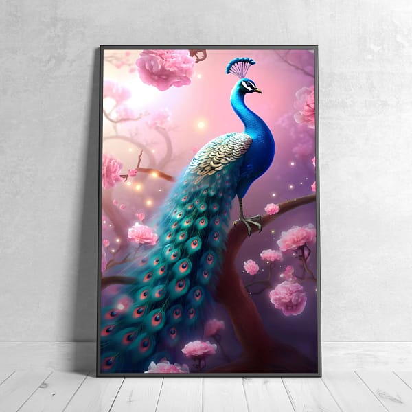Modern Vibrant Peacock Wall Art Poster