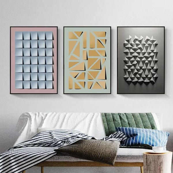 Neutral Tone Abstract Geometric 3-in-1 Art Printable Poster