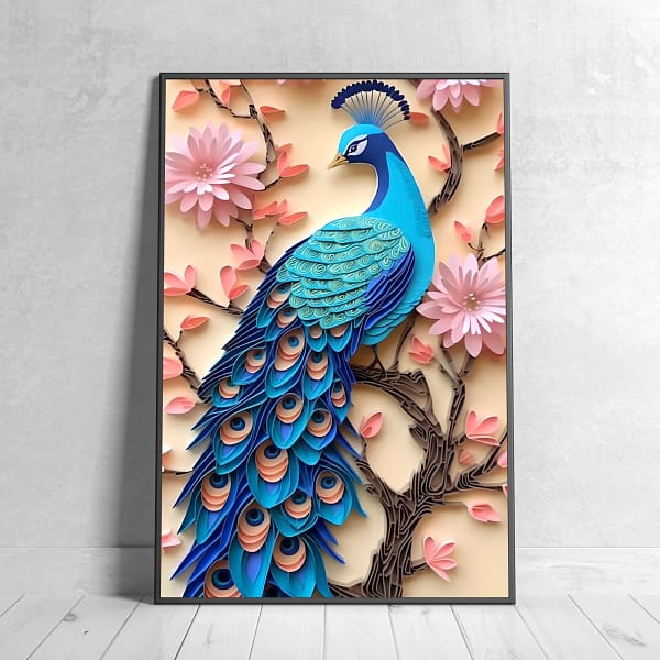Peacock Feather Illustration Wall Art Download