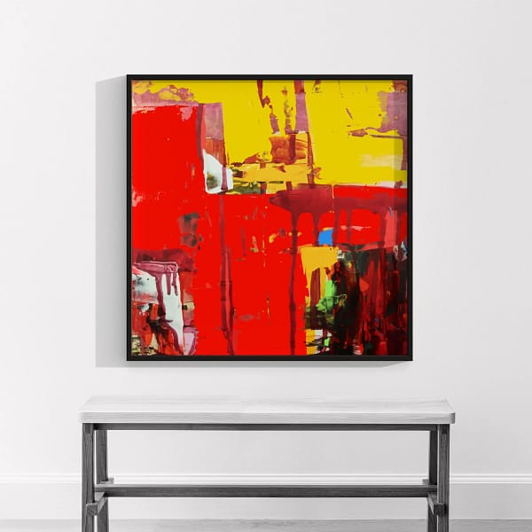 Red and Yellow Bold Color Splash Abstract Wall Decor