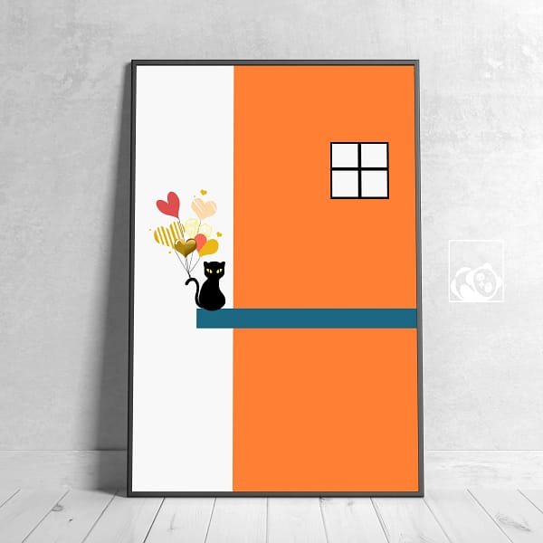 Serene Home Vibes Black Cat Illustration Poster