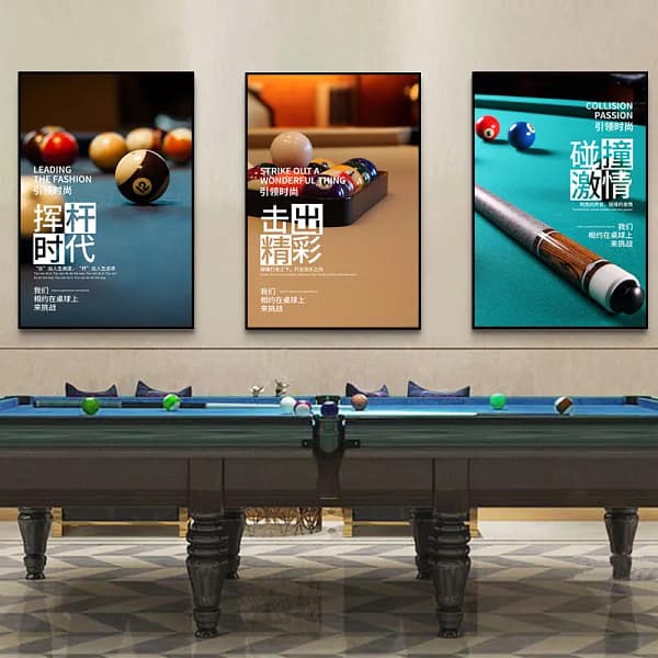 Snooker Cue and Balls Three Poster Collection