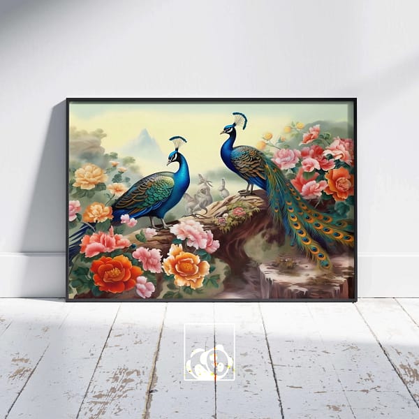 Stylized Peacock Illustration Digital Download
