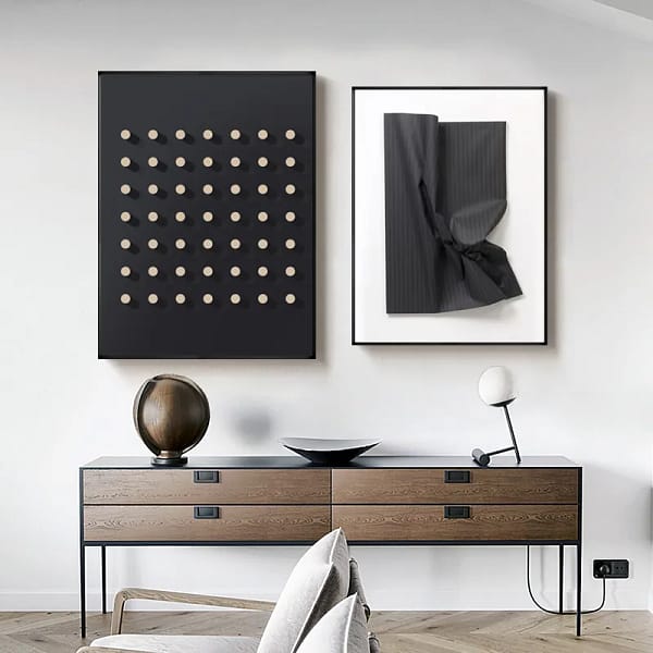 Trendy Black Abstract Shapes 2-in-1 Digital Art for Home