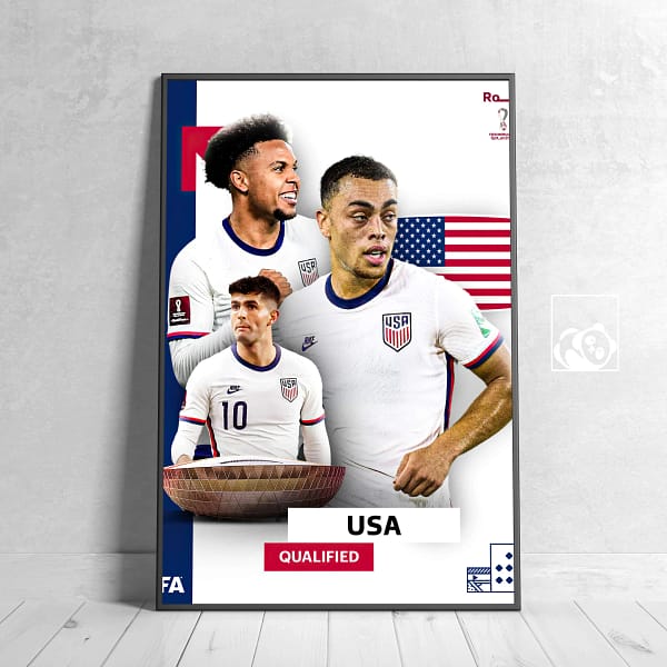 USA FIFA World Cup Qatar 2022 Football Poster