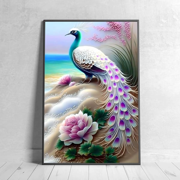 Vibrant Peacock Feathers Digital Artwork