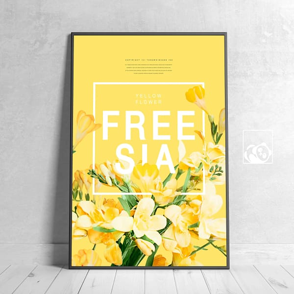 Yellow Flower Freesia Pastel Floral Wall Art Poster
