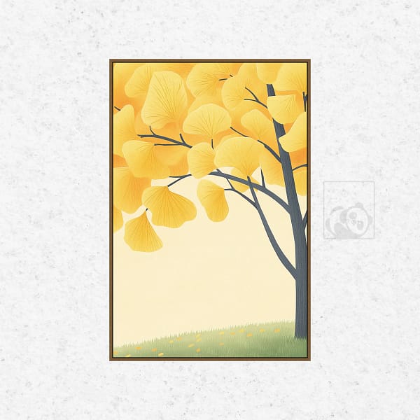 Serene Ginkgo Tree in Autumn Wall Art