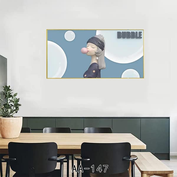 Calm Woman Blowing Bubble Minimalist Digital Wall Art