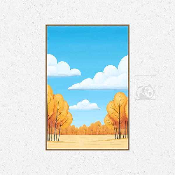 Serene Autumn Landscape with Golden Trees Wall Art