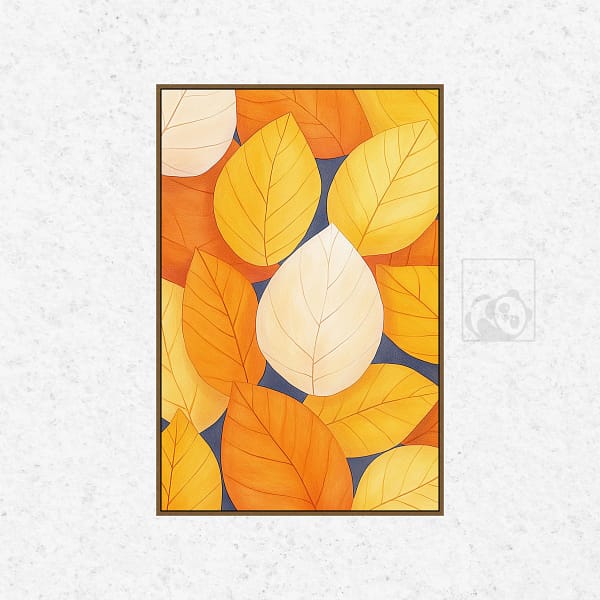 Serene Autumn Leaves Close-Up Framed Wall Art