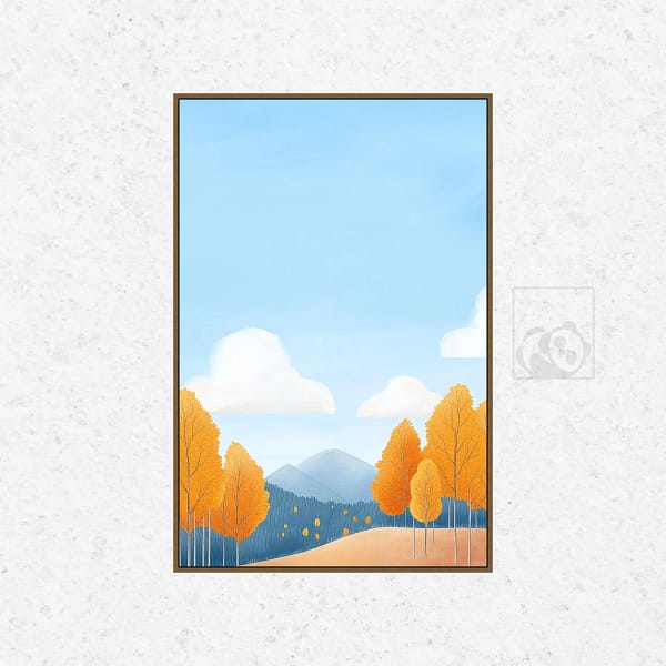 Tranquil Autumn Landscape with Golden Trees Wall Art