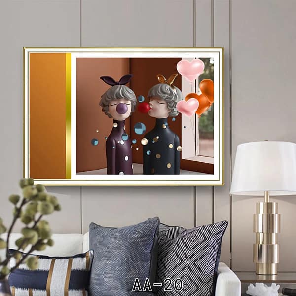 Whimsical Bubble Kiss 3D Figurine Love Scene Wall Art