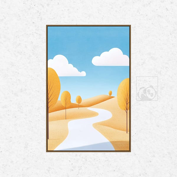 Golden Hills Serene Path Landscape Wall Art