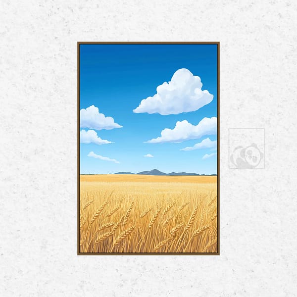Golden Wheat Field with Serene Sky Landscape Wall Art