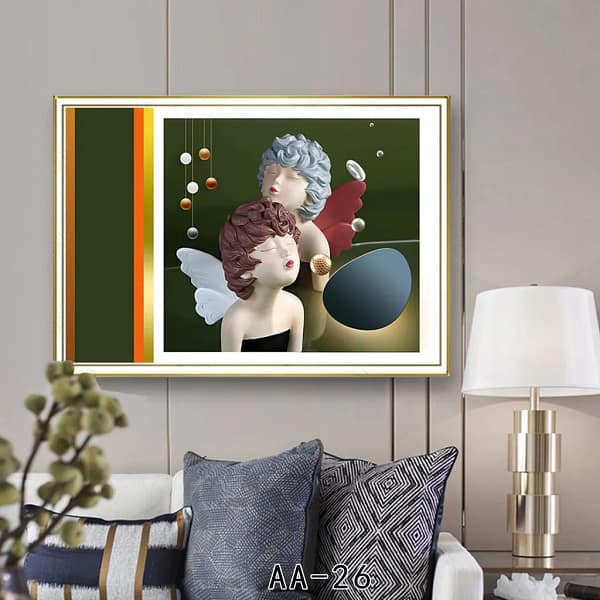 Serene Cherubs with Floating Orbs Digital Wall Art
