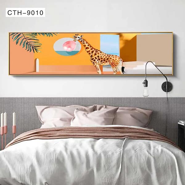 Giraffe Blowing Bubble in Surreal Tropical Space Wall Art