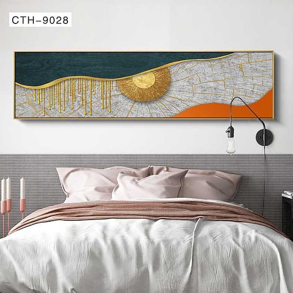 Luxurious Golden & Teal Abstract Modern Wall Art
