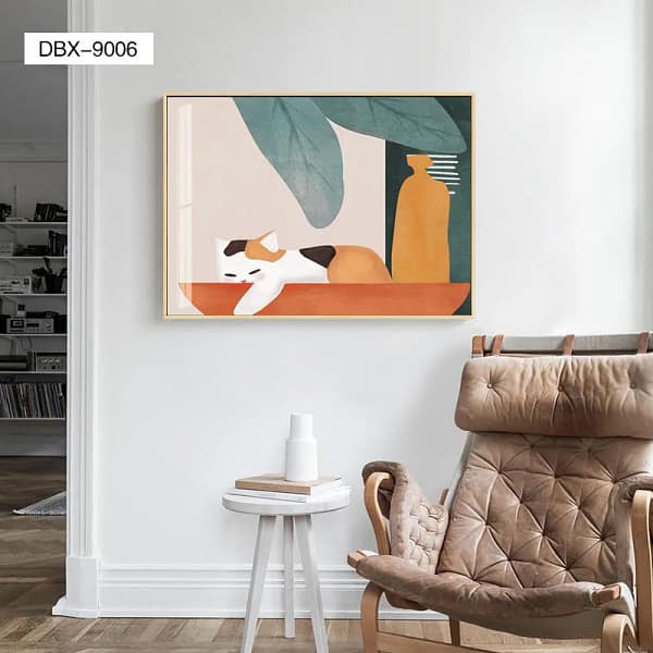 DBX-9006-Tranquil Calico Cat in Orange Pot Wall Art Tranquil Calico Cat in Orange Pot Wall Art