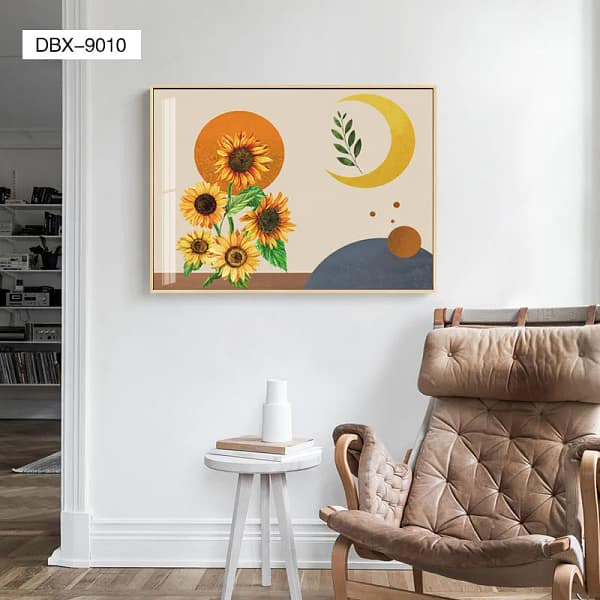 DBX-9010-Golden Sunflower Bouquet with Geometric Accents Wall Art Golden Sunflower Bouquet with Geometric Accents Wall Art