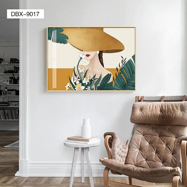 Golden Sunhat Woman with White Daffodils Wall Art