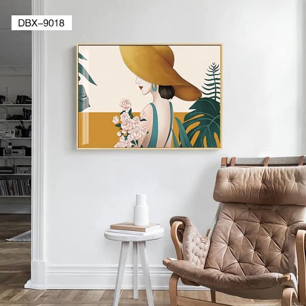 Summer Portrait with Tropical Leaves & Sunhat Wall Art