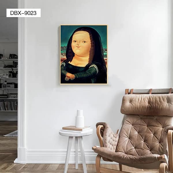 Whimsical Mona Lisa Portrait with Surreal Landscape Wall Art