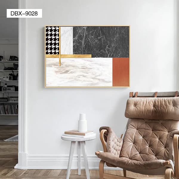 Geometric Lux Textures with Golden Cross Wall Art