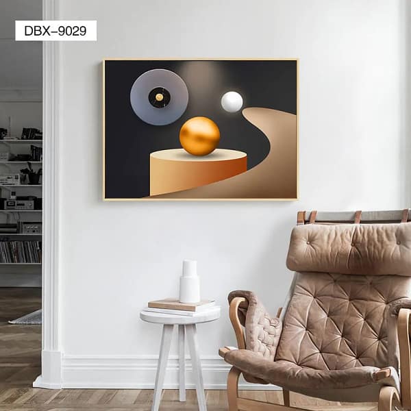 Golden Sphere Geometric Minimalist Wall Art